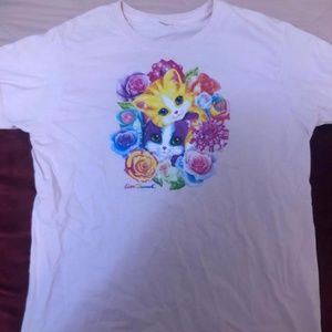 Pink Lisa Frank T Tee Shirt Kitten Flowers Crop Top